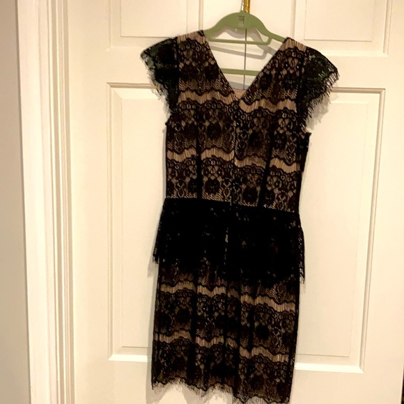 Anthropologie black lace peplum cocktail dress szS - Picture 3 of 8